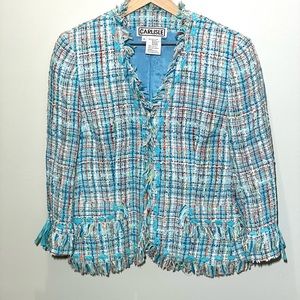 Carlisle size 10 blazer with fun ribbon trim